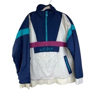 VTG 80s Adidas Multicolor Blue White Retro Windbreaker Men’s Unisex Size L